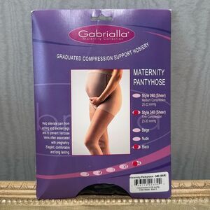 Gabrialla Maternity Pantyhose Style 340 Sheer Black Firm Compression 23-30 Sz Q
